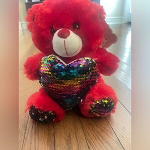 Red Teddy Bear with Sequin Heart